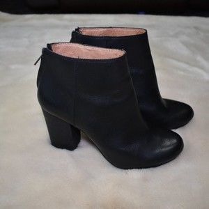 Madewell Leather Black Chunky Heel Ankle Boots Size 8